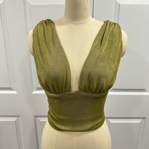 Chic Olive Sleeveless Crop Top